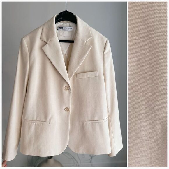 Zara Buttoned Cotton Blazer New - Picture 8 of 9